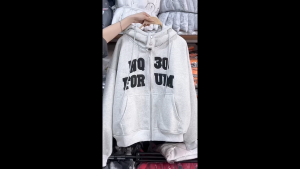 Áo Khoác Nữ nỉ Boxy Túi Trong Thêu Coolgirl R Kiểu Dáng rộng tay dài  túi hộp Áo Hoodie Dây Kéo Zip Top áo chống nắng thu đông