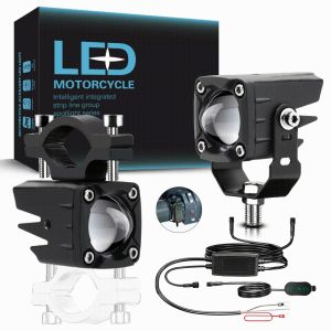 EKLEVA สปอตไลท์รถจักรยานยนต์ LED สีขาว6000K + สีเหลือง3000K + สีน้ำเงิน10000K โปรเจ็คเตอร์ 24-24 ชิ้น 2 วันการฟรี