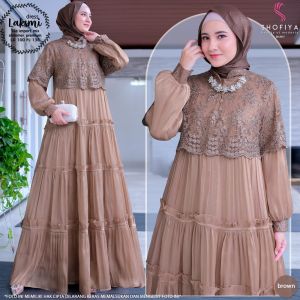 ( Bisa COD ) Dress Muslim Laksmi Maxy Bahan  Tile Mix Shimmer LD 105cm PJ 133cm