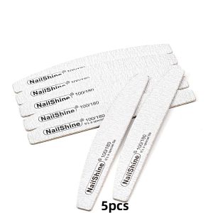 5Pcs Grey Crescent Wooden Nail File Reusable Eco-Friendly Manicure Tool Portable for Travel 100/180/240 Buffing Sanding Files