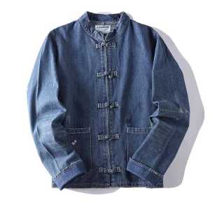 Loose Fit Mens Casual Vintage Jeans Jacket Autumn Winter Button up Outerwear Youth Trend Resistant to Deformation Long Sleeve