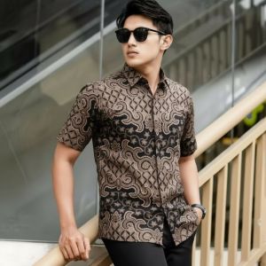 BATIK WARNA ABU - BATIL PRIA LENGAN PENDEK BATIK PRIA BATIK PRIA UNGU BATIK LILAC KEMEJA PRIA