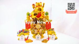 Tháp tỏi chưng ông Địa mèo cưỡi cá koi năng lượng mặt trời có đèn led - TỎI CÁT TƯỜNG