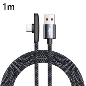 100W Type C Fast Charging 90 Degree Elbow Data Cable Braided Super Charger Mobile Gaming Cord For Phone 1m 1.5m 2m Black