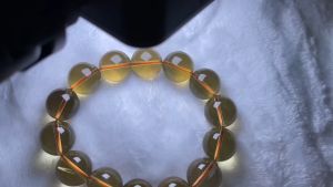 Natural Crystal Brazil Smoky Citrine Bracelet 冰透体巴西茶黄水晶 手串 16m