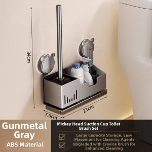 Space Aluminum No-Dead-Zone Toilet Brush Wall-Mounted