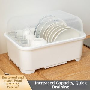 Dust-proof Drying Rack with Lid for Dishes Storage
