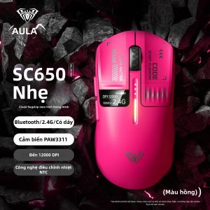 AULA | Chuột Gaming Không Dây AULA SC650 - Màn Hình Hiển Thị Thông Minh Tri-mode Cảm Biến PAW3311 12000 DPI Siêu Nhẹ