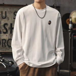 Autumn Long Sleeve T-Shirt Simple Loose Cotton White