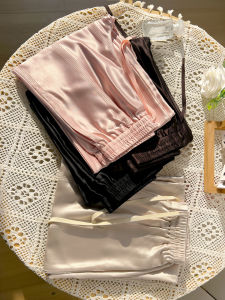 Korean Style High Waist Drapey Acetate Satin Wide Leg Pants Women Spring Summer New Slimming Straight Floor Length Trousers