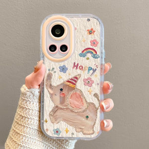 Mingsheng Huawei Nova12Pro Phone Case Full Cover Cute Happy Oil Painting Little Flying Elephant Shockproof Silicone Protective Shell