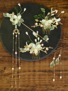 Headdress for Han Chinese Clothing Tassel Step Shake Hair Pin Hair Comb Full Set of Super Fairy Minimalist Daily Hairpin Earrings Antique Hair Accessories Suit