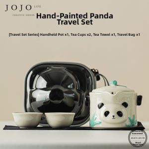 Hand-painted Panda Fast Guest Travel Tea Set