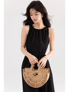 Korean Sleeveless Waisted Dress For Women Strap Casual Maxi Skirt Plus Size