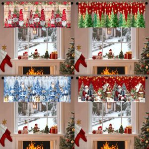Christmas Short Curtains Valances Merry Christmas Decorations For Home 2025 Xmas Navidad Kitchen Bedroom Ornaments New Year 2026