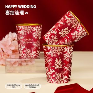 LUOCHENG | Wedding Red Thicker Disposable Paper Cups