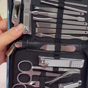 Condor-ตัดแต่งเล็บเครื่องมือแหนบทาเล็บคีบขนาดใหญ่เล็บกรรไกรตัดหนังตายสแตนเลสซิปแพ็ค 30 ชิ้นชุด