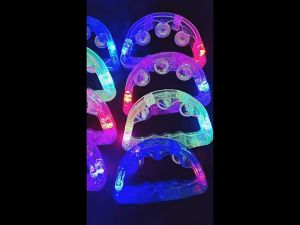 2pcs Light Up Tambourine LED Tambourines Handheld Percussion Instrument for Wedding Party
