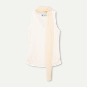 Viscose Modal V-Neck Faux Two-Piece Scarf Integrated Vest