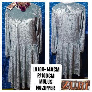 DRESS LENGAN PANJANG BELUDRU HIJAU MINT(ZURI) 265