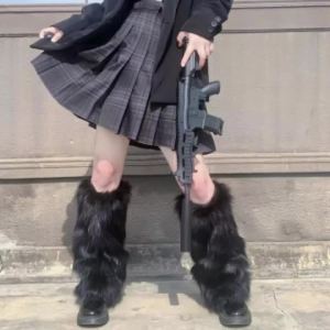 Women Faux Fur Leg Warmers Women Fall Leggings Jk Boots Stocking Girls Lolita Punk Boot Cover Harajuku Fur Foot Warming Cover