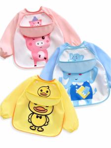 Waterproof Anti-Dirt Childrens Apron Baby Feeding Cover up Thin Summer Clothes for Boys And Girls Cartoon Polyester Fiber