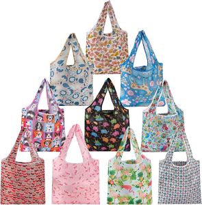 Reusable Shopping Bags Foldable Polyester Tote Bags Grocery Bags Waterproof Tote Bags Machine wash Eco-Friendly