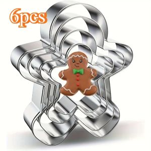 6PC Christmas Snowman Cookie Cutter Set - Stainless Steel Gingerbread Biscuit Mould for Baking DIY Holiday Pastry Baking Tools