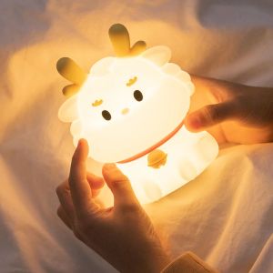 New touch LED dragon silicone night light USB charging cute dragon silicone 7-color night light for home decoration bedroom night light childrens gift
