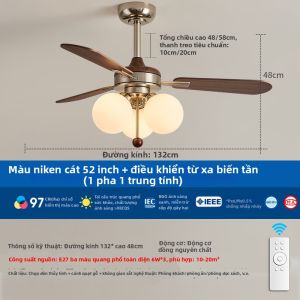 MENGHUANG | Đèn Quạt Trần Im Lặng Bảo Vệ Mắt Kiểu Cổ Điển