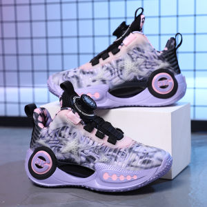 BKG Girls Running Shoes Womens Rotating Buckle Childrens Womens Shoes 13 Junior High School and Elementary School Students 15 Years Old Professional Sneaker