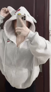 Áo Khoác Hoodie Nữ Có Túi Trong In WITHYOU – Áo Tai Mèo Form Rộng