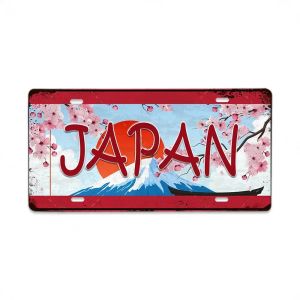 Eye - Catching Retro License Plate Metal Decor - Italy Brazil Japan & Beyond! - Solid Metal with Distinctive Country Logos