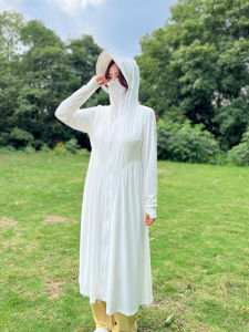 Long Lightweight Removable DM100 plus Size Sun Protection Clothing Ice Sensation Thin Outerwear UPF50+ Coat for Plump Women