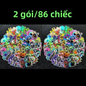 43 Miếng Dán Xe Máy Halloween Quái Vật Kinh Dị Laser PVC Dán Thân Xe Mũ Bảo Hiểm Bình Xăng Kính Chắn Gió Phụ Kiện Xe Hơi