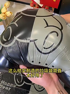 40x 40cm Tear-free Garbage Bag with Drawstring Thickened Hand-held Kitchen Waste Bag Printed Plastic Material for Everyday Use