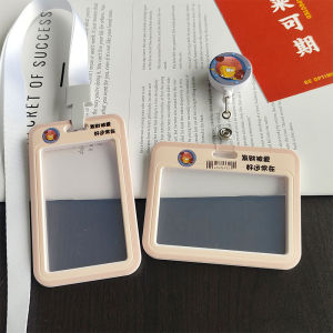 Double-Sided Transparent Lucky Charm ID Card Holder Lanyard Campus Work ID Access Control Meal Card Holder Stretchable Student
