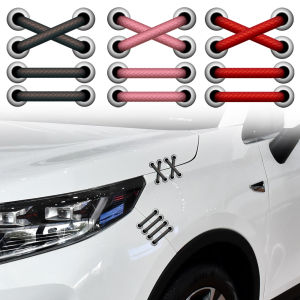 Simulated Shoelaces Reflective Stickers Taping Patch JDM Car Motorcycle Stickers Bumper Fender Funny Creative Decorative Decal Accessories
