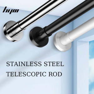 HYM 304 Stainless Steel Shower Curtain Rod Adjustable Pole rod Telescopic Rod No Punching Cothes Rail Clothing Rod