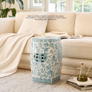 New Chinese Style Peony Round Stool Ceramic Seat