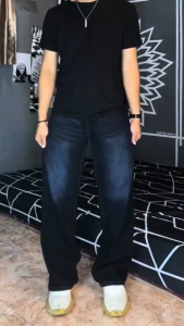 Celana Jeans Pria/Wanita Baggy Pants Korea Style Oversize -Jeans Gombrong Boy Frindes Jeans Longgar