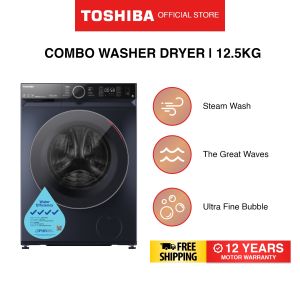 Toshiba T15 TWD-BM135GF4S Morandi Gray Smart WiFi Control Front Load Combo Washer Dryer 12.5/8kg Water Efficiency 4Ticks