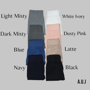 Legging Anak Perempuan Polos 5-15 tahun hitam putih biru abu Tebal Halus Adem