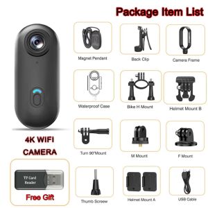 2025 Magnetic 4K POV Cam Small Sports Recorder Helmet Bike Mount Mini Cam Wireless Mic Ultra Portable DV Vlog Action Recording