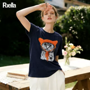 puella | Summer American Style Stripe Versatile U-Neck Slim Fitted Short Top
