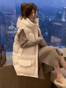 Thickened down Cotton Vest Womens Mid-Length 2025 New Winter Sleeveless Shoulder Pad Outerwear Vest Jacket Polyester Fiber
