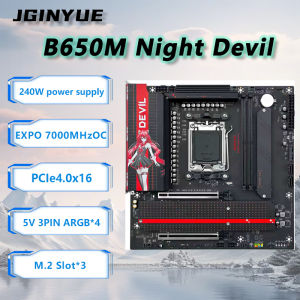 JGINYUE B650 M-ATX Motherboard AM5 Night Devil For Ryzen 7700/7800X3D/9500F/9800X3D CPU Desktop DDR5 MAX 96GB WiFi Virsion