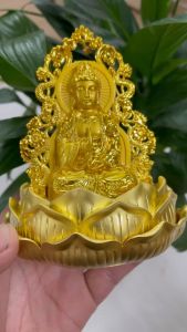 Tượng phật bà Quan Thế Âm Cánh rồng đế hoa sen đặt taplo ô tô xe hơi PKN-153