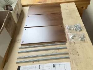 ชั้นวางอเนกประสงค์ ชั้นไม้วางของปรับระดับได้ วางของใช้ในครัว ชั้นรองเท้าชั้นวางถ้วยชาม ชั้นกาแฟ เนื้อไม้สีวอลนัท