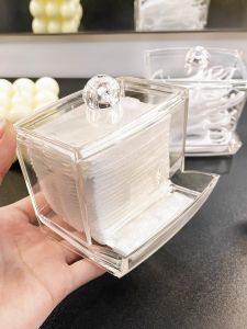 Transparent Cosmetic Cotton Swab Storage Box Makeup Remover Cotton Stick Line Desktop Beauty Egg Cosmetics Storage Box